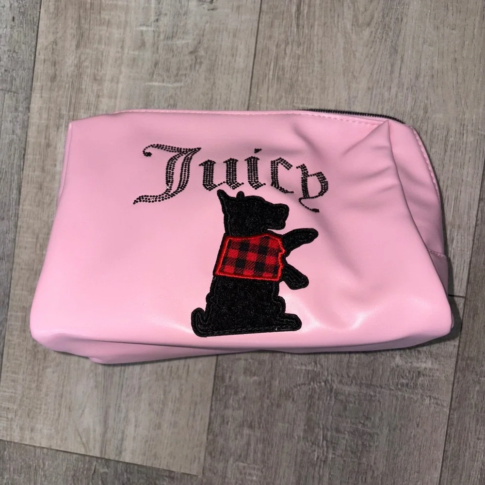 Juicy couture pink black‎ dog cosmetics bag make up purse new no tag
